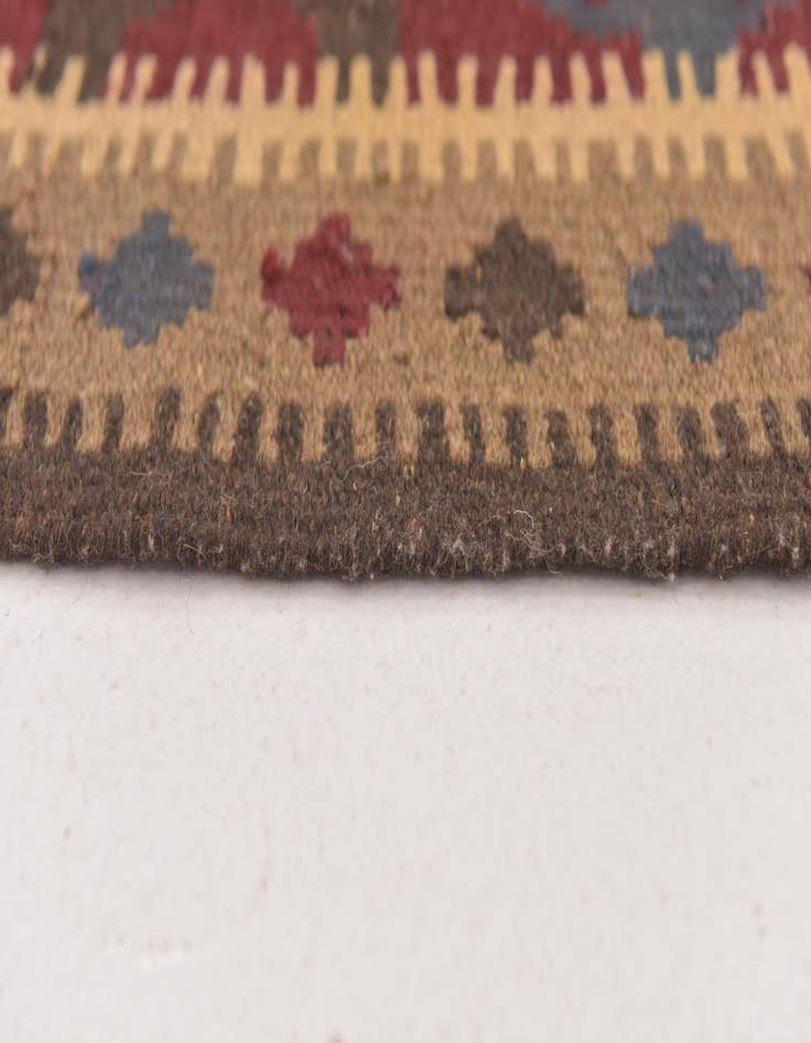 Detail image of 2' x 6' 6  Hand Woven Kilim Maymana Wool Runner Rug