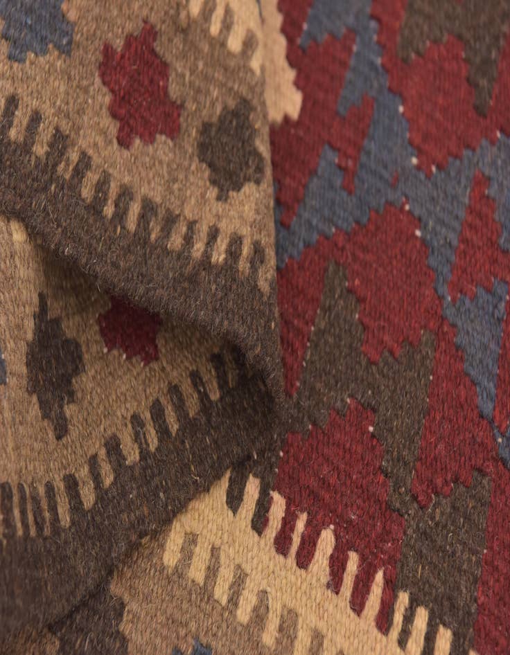 Detail image of 2' x 6' 6  Hand Woven Kilim Maymana Wool Runner Rug