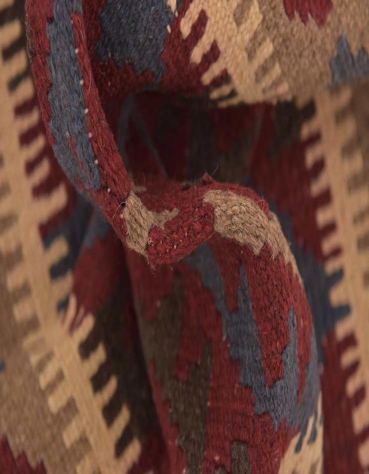 Detail image of 2' x 6' 6  Hand Woven Kilim Maymana Wool Runner Rug