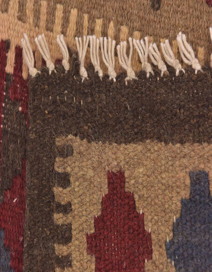 Detail image of 2' x 6' 6  Hand Woven Kilim Maymana Wool Runner Rug