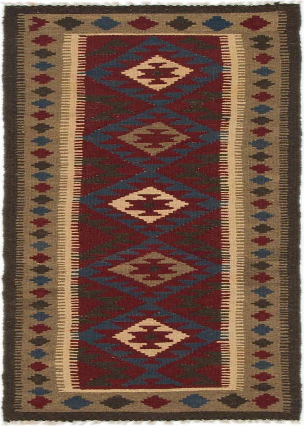 2' x 6' 6 Hand Woven Kilim Maymana Wool Runner Rug