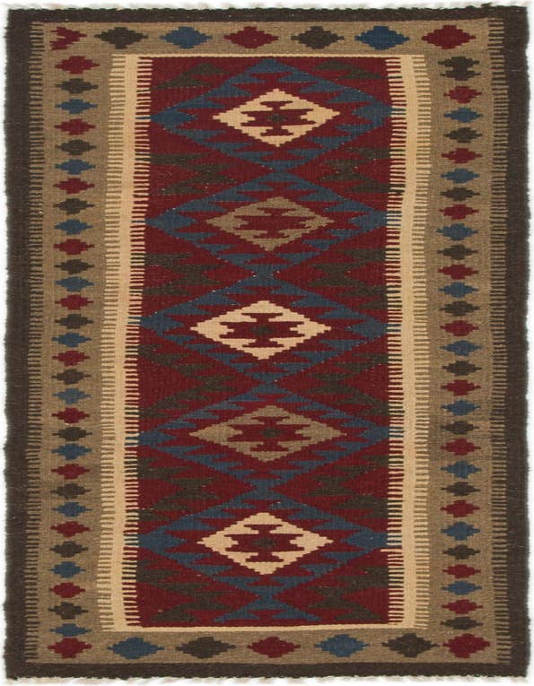 Detail image of 2' x 6' 6 Hand Woven Kilim Maymana Wool Runner Rug