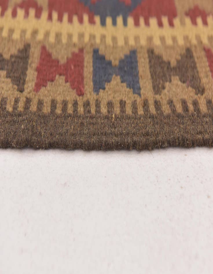 Detail image of 2' x 6' 5  Hand Woven Kilim Maymana Wool Runner Rug