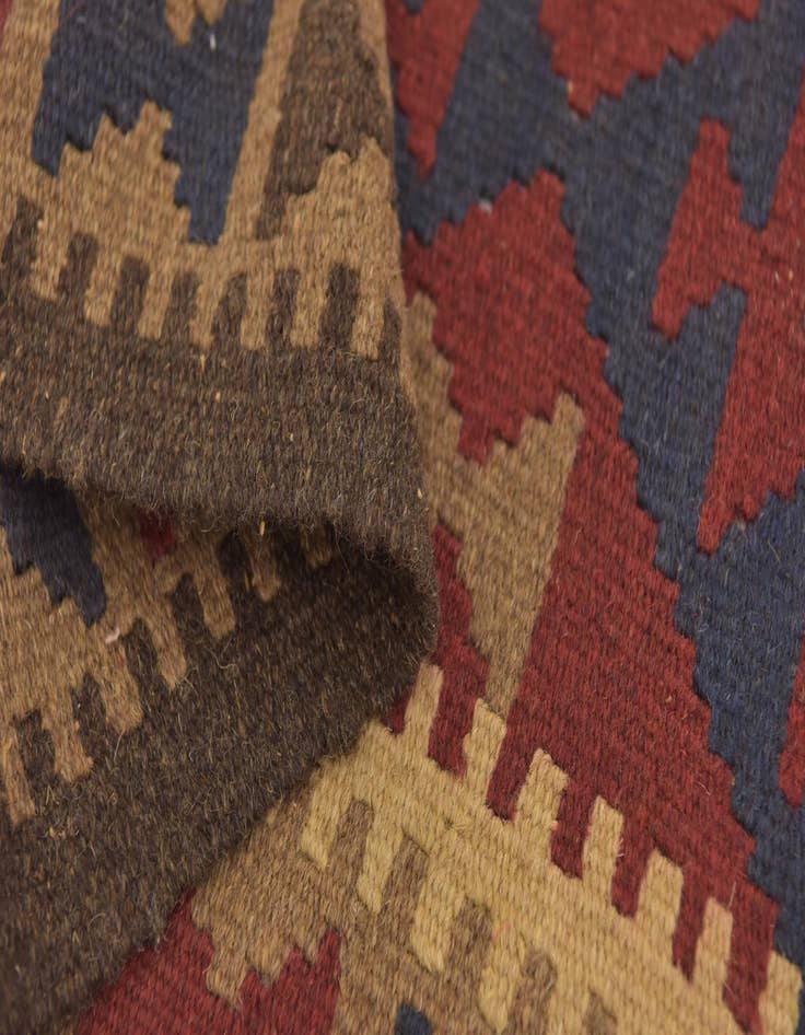 Detail image of 2' x 6' 5  Hand Woven Kilim Maymana Wool Runner Rug