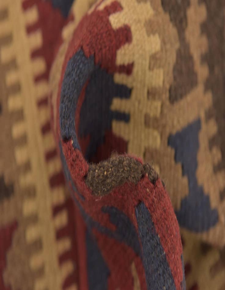 Detail image of 2' x 6' 5  Hand Woven Kilim Maymana Wool Runner Rug