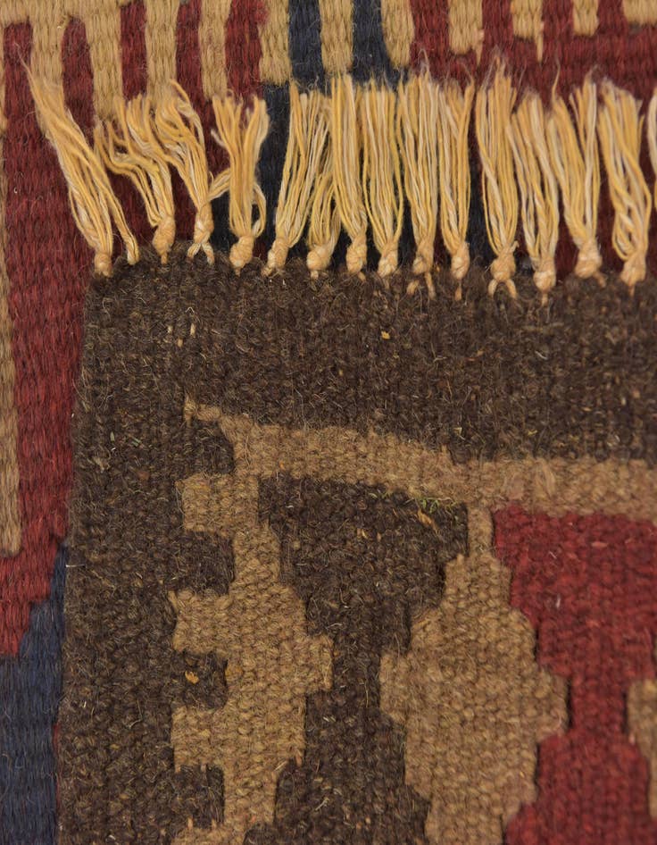 Detail image of 2' x 6' 5  Hand Woven Kilim Maymana Wool Runner Rug