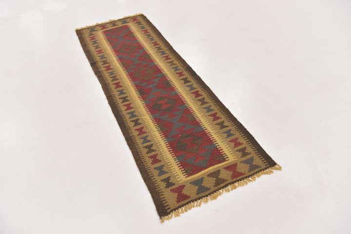 2' x 6' 4 Hand Woven Kilim Maymana Wool Runner Rug