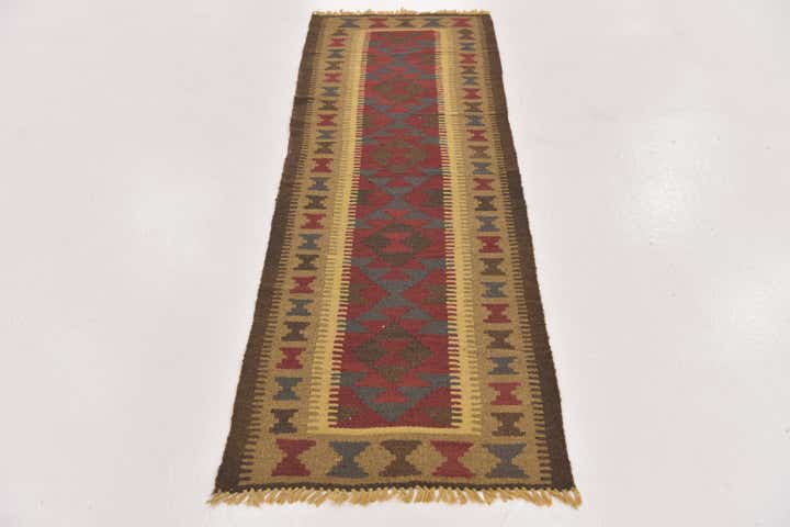 2' x 6' 4 Hand Woven Kilim Maymana Wool Runner Rug