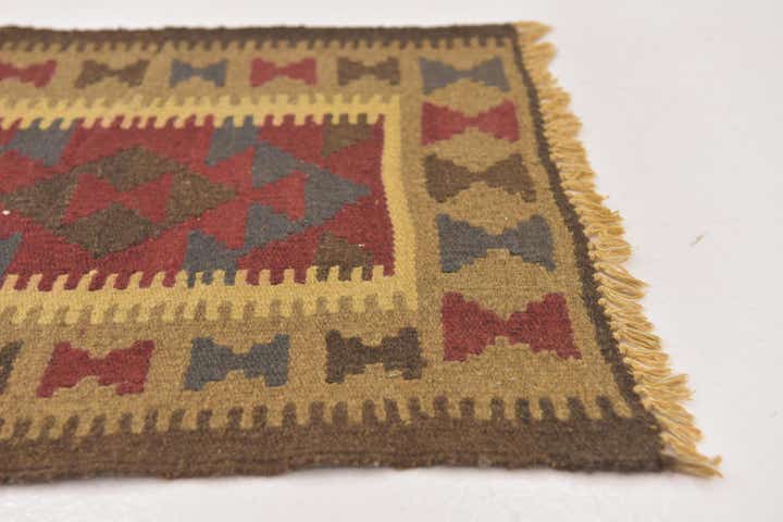 2' x 6' 4 Hand Woven Kilim Maymana Wool Runner Rug