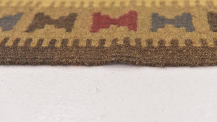 Detail image of 2' x 6' 4 Hand Woven Kilim Maymana Wool Runner Rug