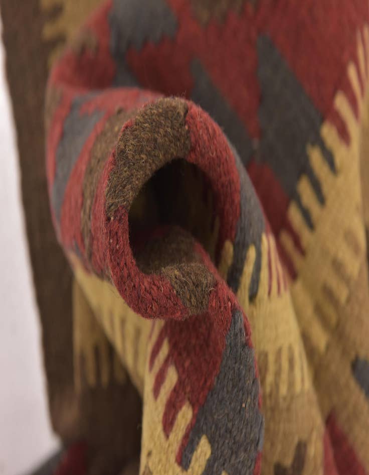 Detail image of 2' x 6' 4  Hand Woven Kilim Maymana Wool Runner Rug