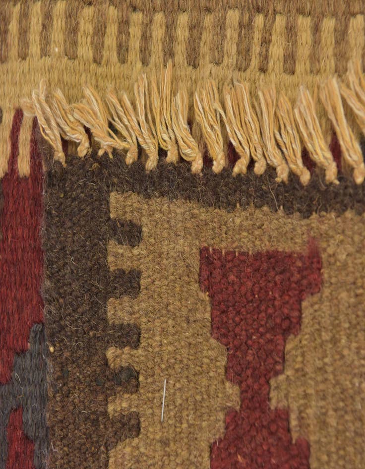 Detail image of 2' x 6' 4  Hand Woven Kilim Maymana Wool Runner Rug