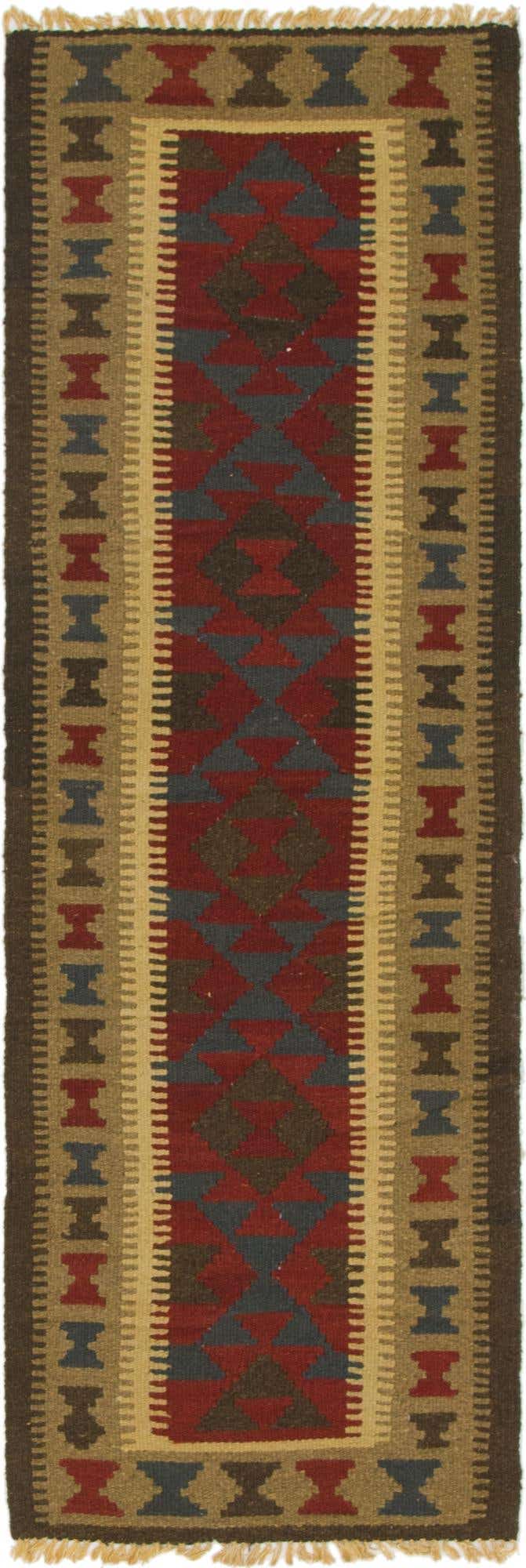 2' x 6' 4 Hand Woven Kilim Maymana Wool Runner Rug