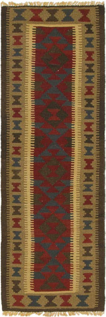 2' x 6' 4 Hand Woven Kilim Maymana Wool Runner Rug