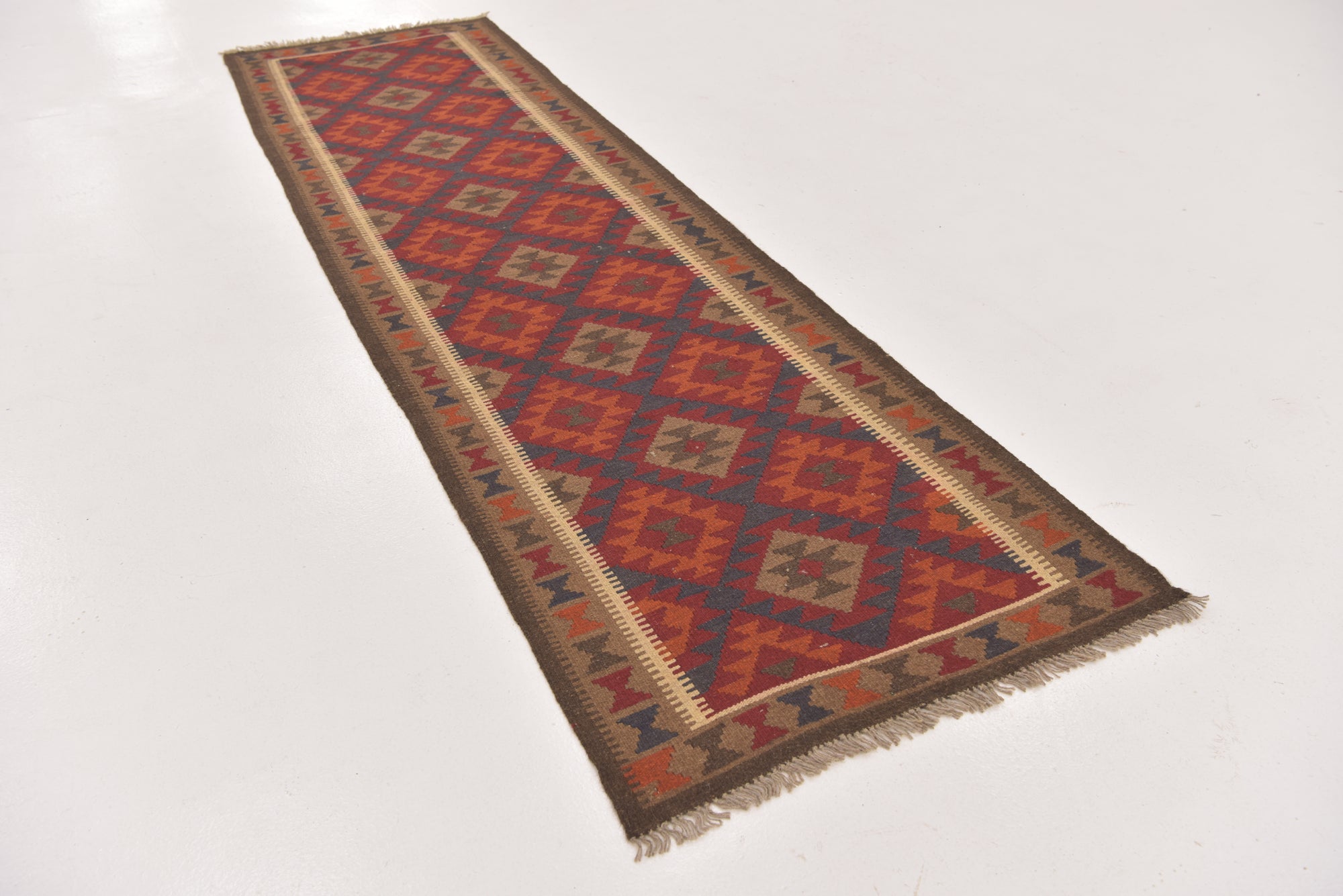 3' x 10' Hand Woven Kilim Maymana Wool Runner Rug