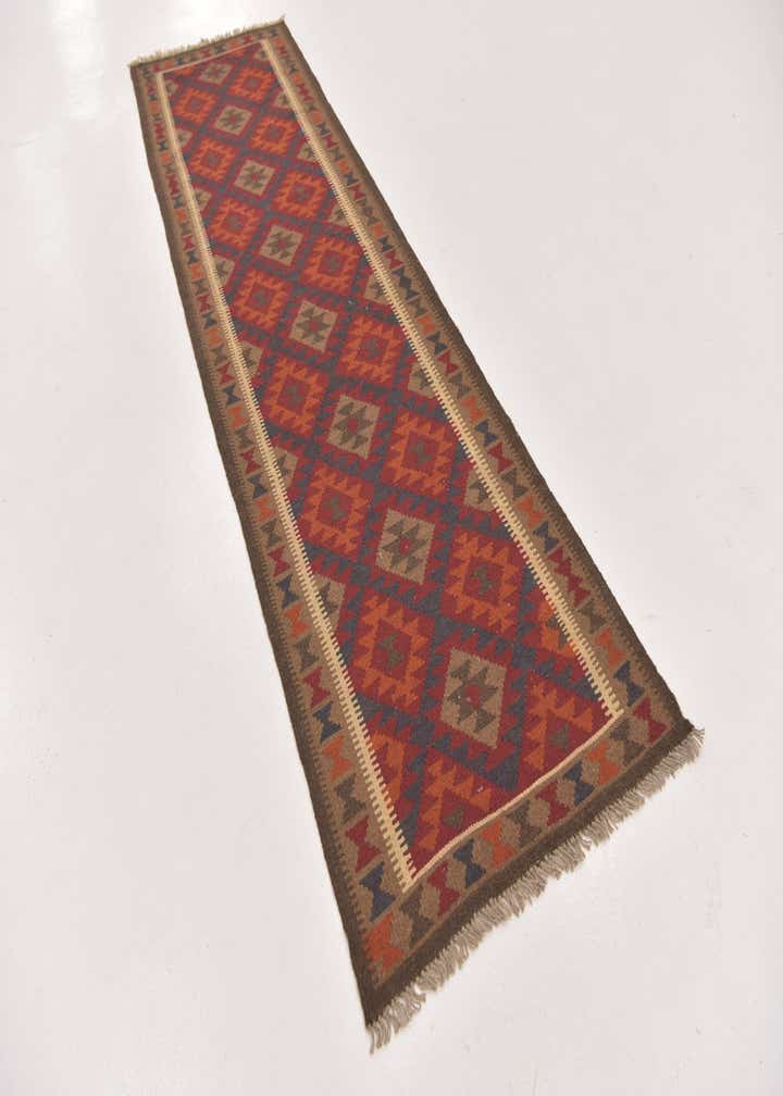 3' x 10' Hand Woven Kilim Maymana Wool Runner Rug