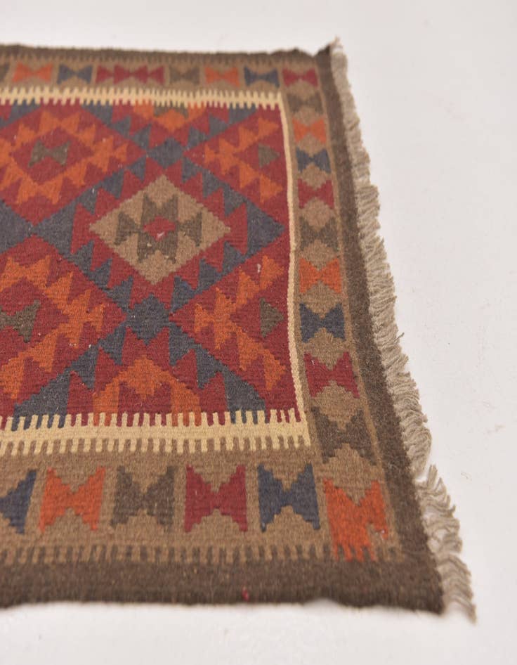 Detail image of 3' x 10' Hand Woven Kilim Maymana Wool Runner Rug