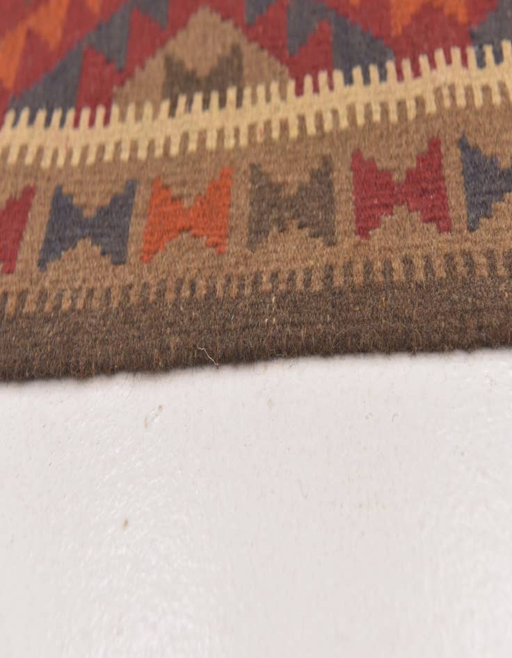 Detail image of 3' x 10' Hand Woven Kilim Maymana Wool Runner Rug