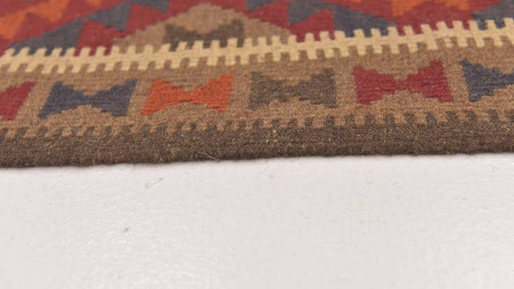Detail image of 3' x 10' Hand Woven Kilim Maymana Wool Runner Rug