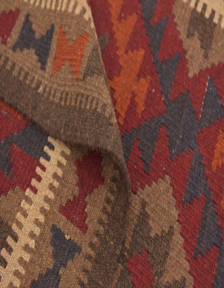 Detail image of 3' x 10' Hand Woven Kilim Maymana Wool Runner Rug