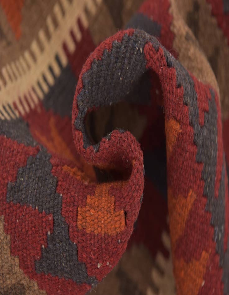 Detail image of 3' x 10' Hand Woven Kilim Maymana Wool Runner Rug