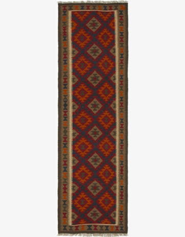 3' x 10' Hand Woven Kilim Maymana Wool Runner Rug