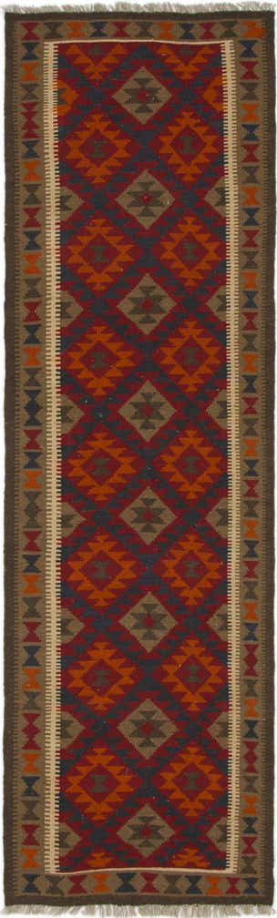 3' x 10' Hand Woven Kilim Maymana Wool Runner Rug