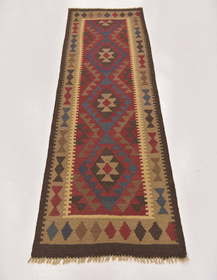 Detail image of 3' 5 x 6' 7  Hand Woven Kilim Maymana Wool Runner Rug