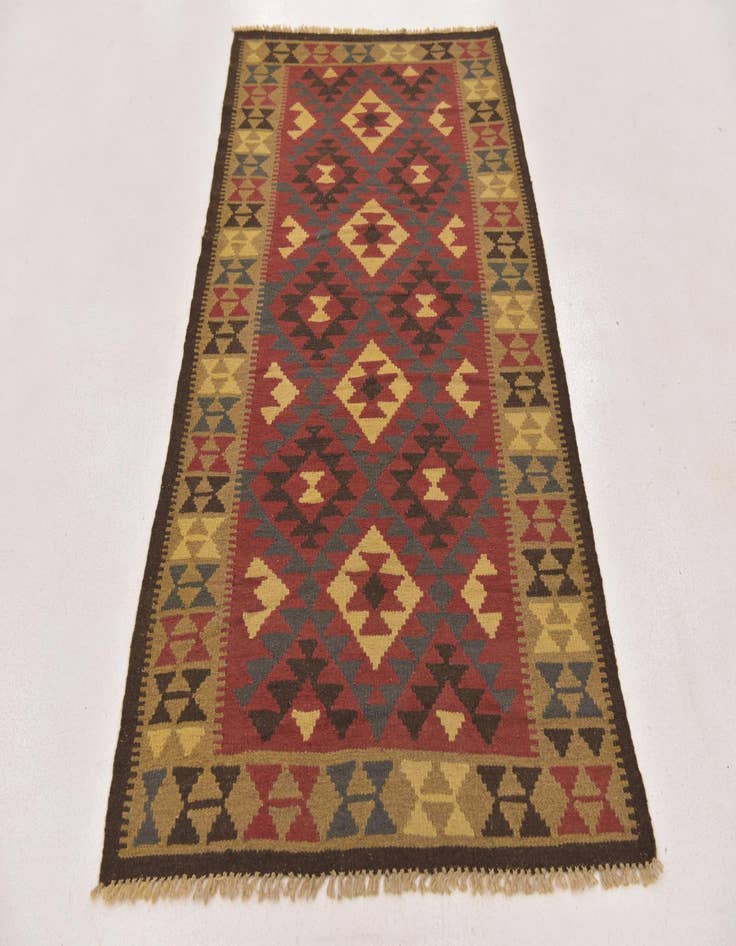 Detail image of 3' 5 x 6' 5  Hand Woven Kilim Maymana Wool Runner Rug