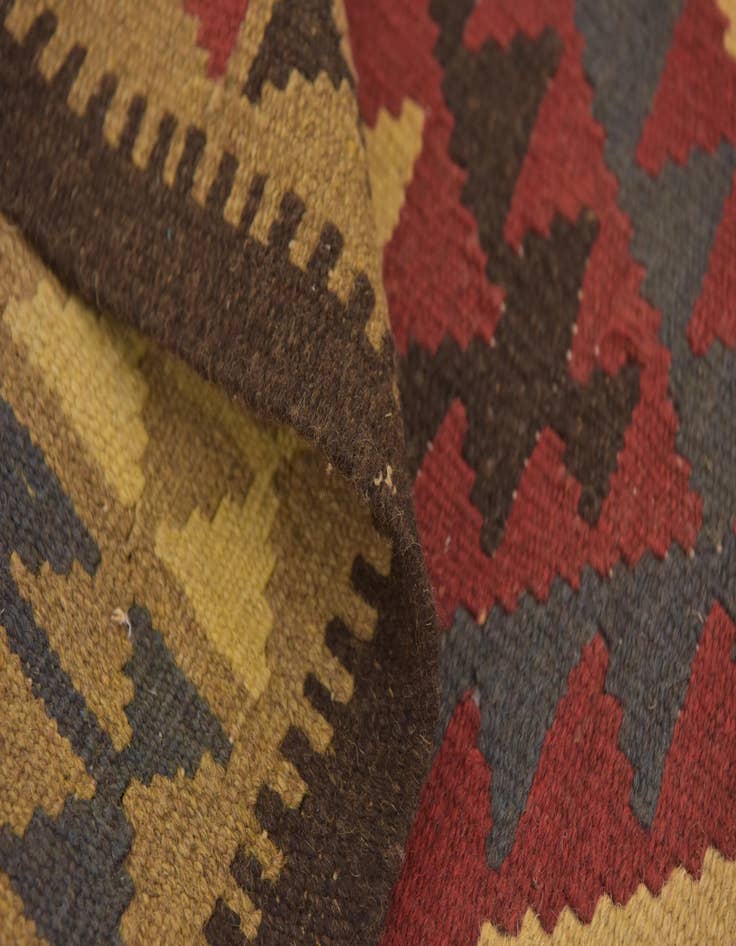 Detail image of 3' 5 x 6' 5  Hand Woven Kilim Maymana Wool Runner Rug