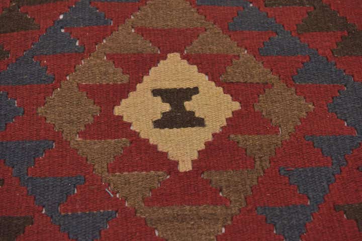 3' 2 x 6' 6 Hand Woven Kilim Maymana Wool Runner Rug