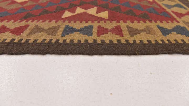 3' 2 x 6' 6 Hand Woven Kilim Maymana Wool Runner Rug