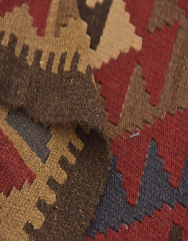 Detail image of 3' 2 x 6' 6  Hand Woven Kilim Maymana Wool Runner Rug