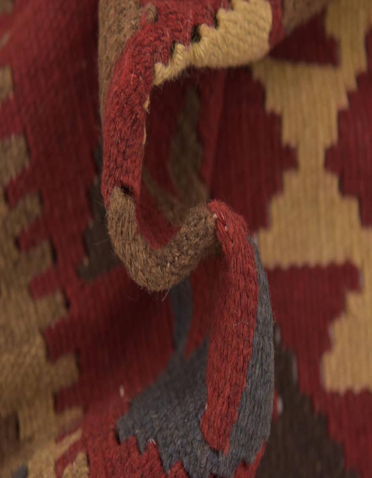 Detail image of 3' 2 x 6' 6  Hand Woven Kilim Maymana Wool Runner Rug