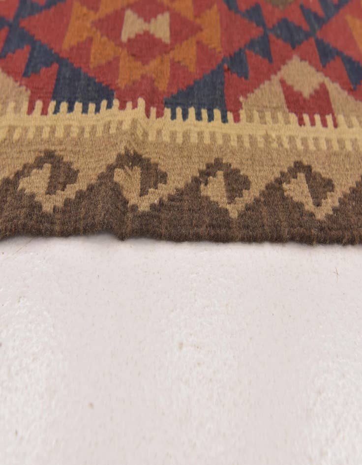 Detail image of 2' 8 x 9' 6  Hand Woven Kilim Maymana Wool Runner Rug