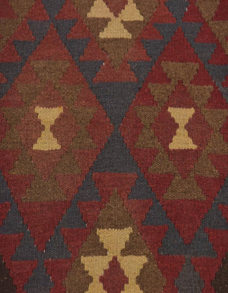 Detail image of 3' 2 x 6' 3  Hand Woven Kilim Maymana Wool Runner Rug
