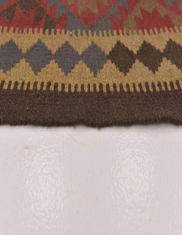 Detail image of 3' 2 x 6' 3  Hand Woven Kilim Maymana Wool Runner Rug