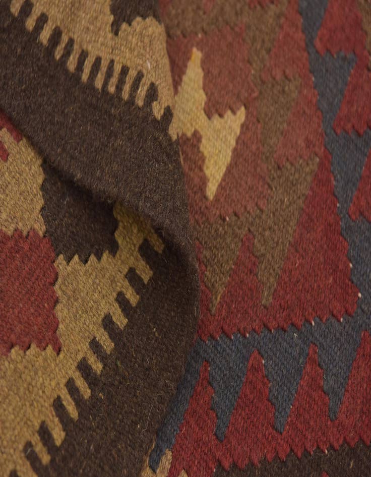 Detail image of 3' 2 x 6' 3  Hand Woven Kilim Maymana Wool Runner Rug