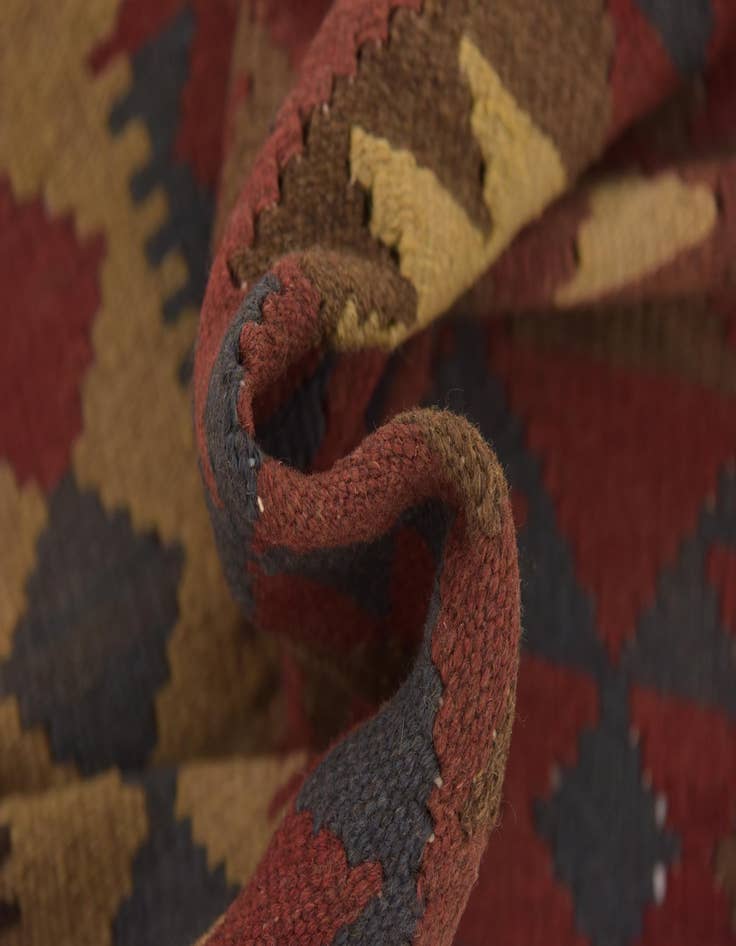 Detail image of 3' 2 x 6' 3  Hand Woven Kilim Maymana Wool Runner Rug