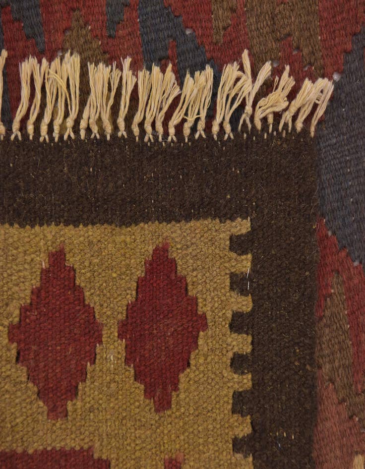 Detail image of 3' 2 x 6' 3  Hand Woven Kilim Maymana Wool Runner Rug