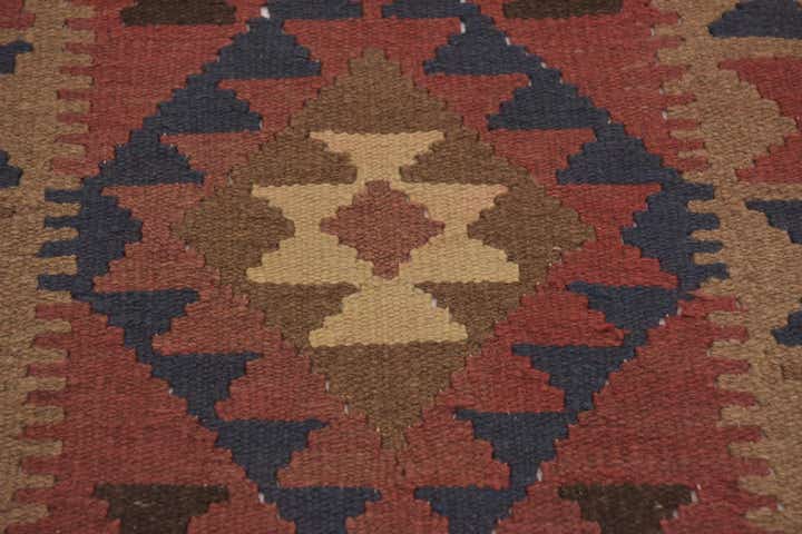 3' 2 x 6' 4 Hand Woven Kilim Maymana Wool Runner Rug