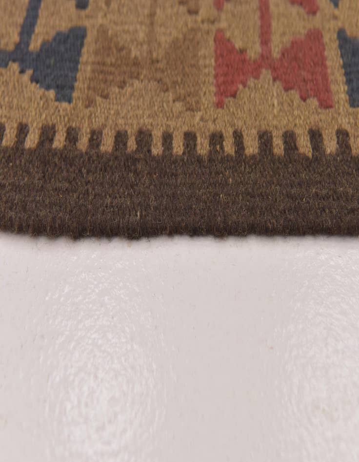 Detail image of 3' 2 x 6' 4  Hand Woven Kilim Maymana Wool Runner Rug