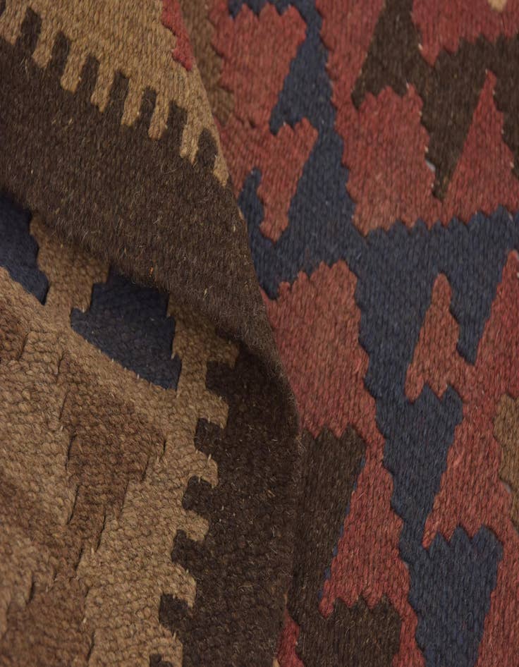 Detail image of 3' 2 x 6' 4  Hand Woven Kilim Maymana Wool Runner Rug