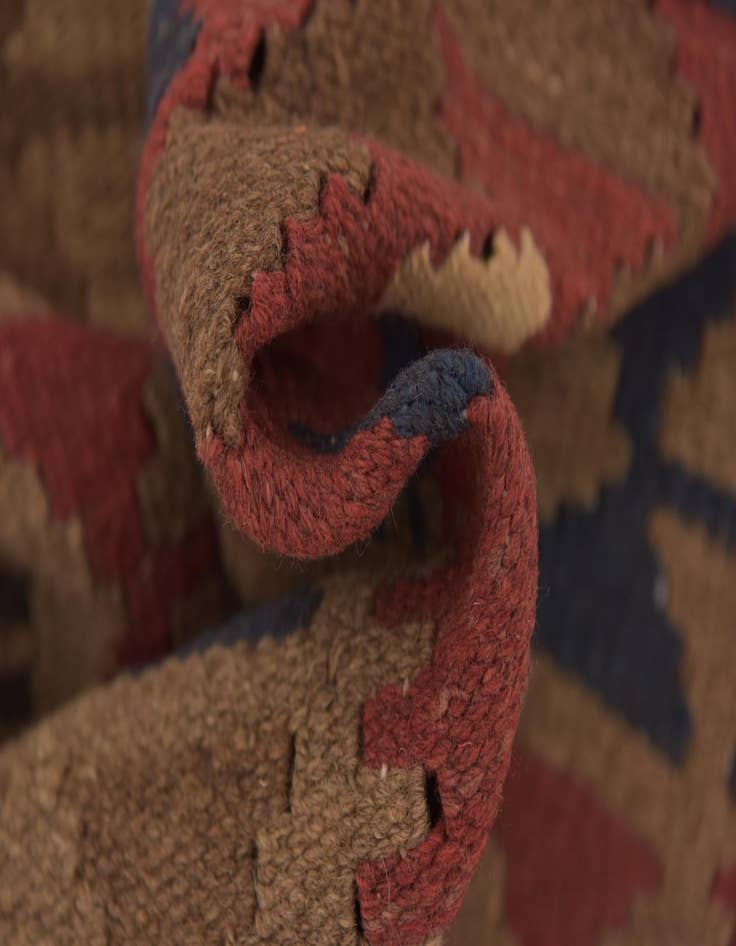 Detail image of 3' 2 x 6' 4  Hand Woven Kilim Maymana Wool Runner Rug