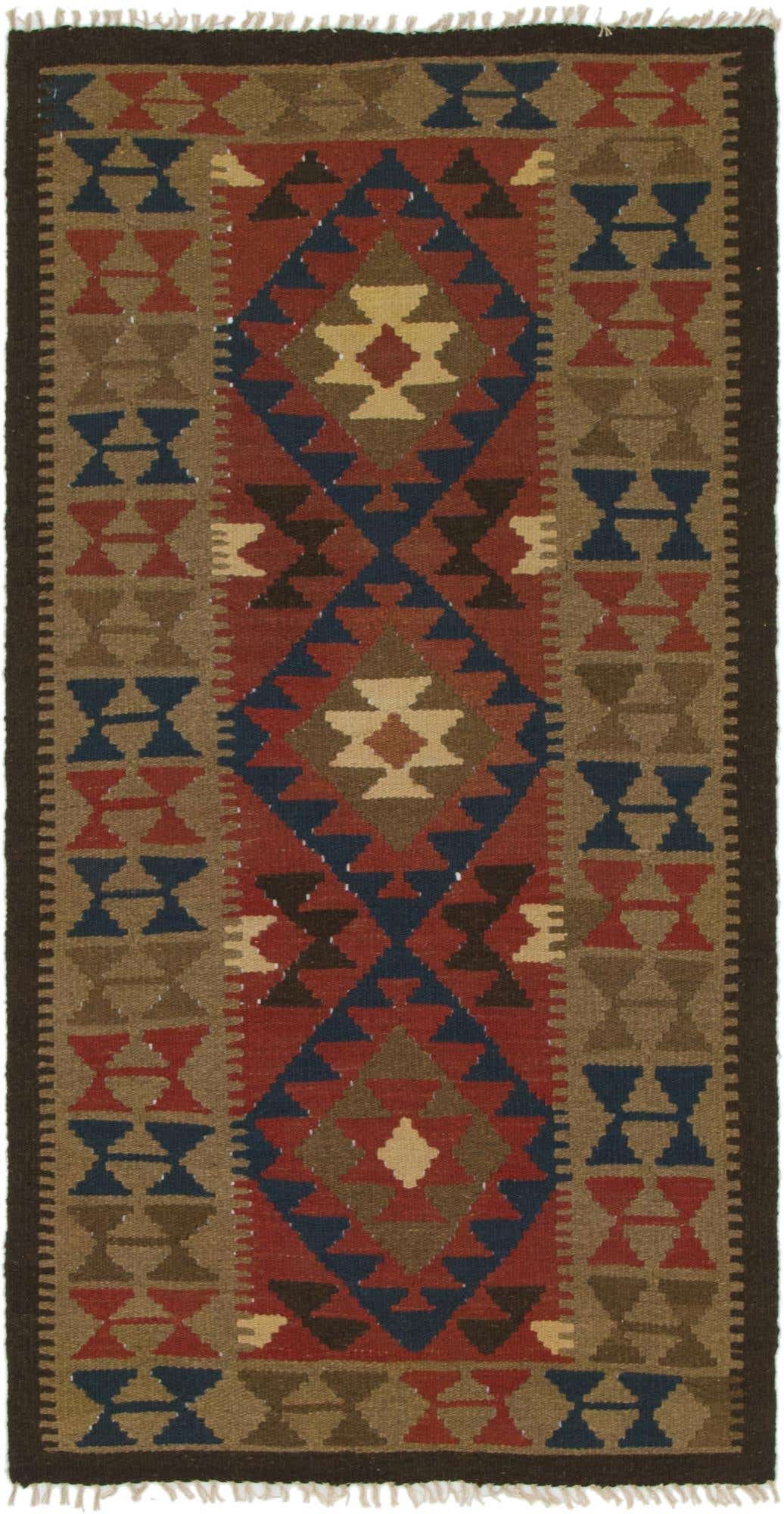 3' 2 x 6' 4 Hand Woven Kilim Maymana Wool Runner Rug