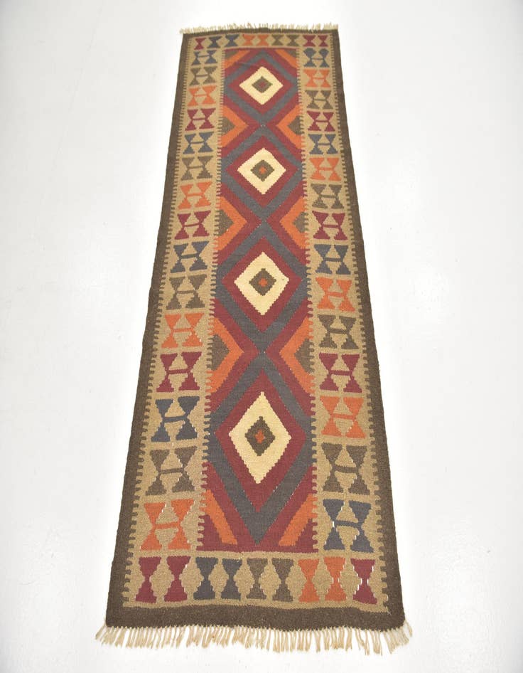 Detail image of 3' 4 x 6' 6  Hand Woven Kilim Maymana Wool Runner Rug