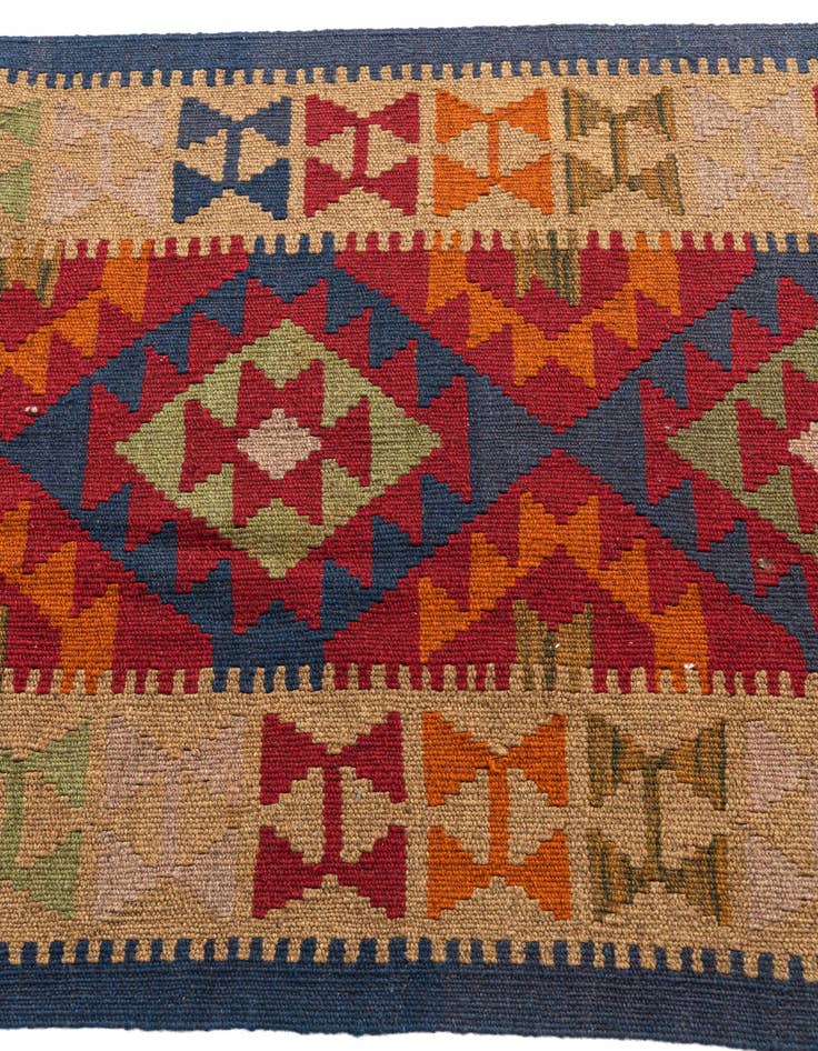 Detail image of 3' 1 x 6' 4  Hand Woven Kilim Maymana Wool Runner Rug