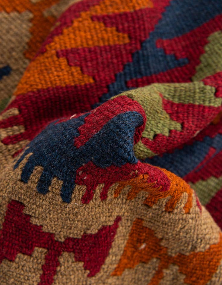 Detail image of 3' 1 x 6' 4  Hand Woven Kilim Maymana Wool Runner Rug