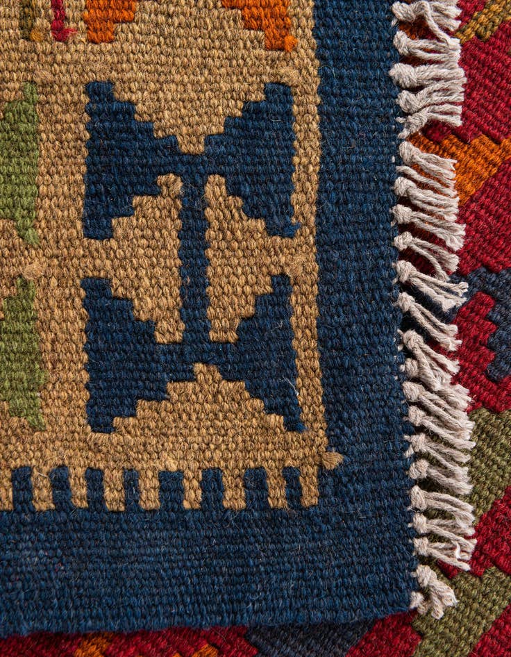 Detail image of 3' 1 x 6' 4  Hand Woven Kilim Maymana Wool Runner Rug
