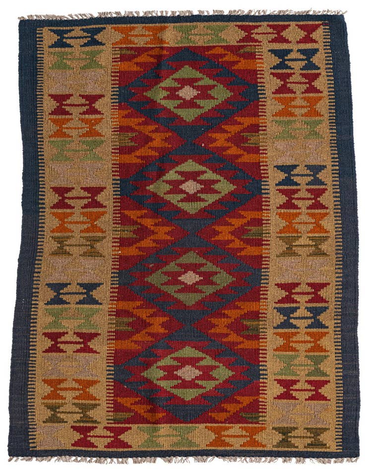 Detail image of 3' 1 x 6' 4 Hand Woven Kilim Maymana Wool Runner Rug